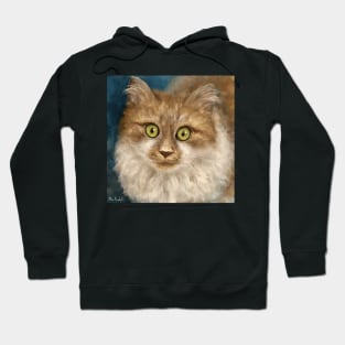 Contemporary Painting of a Blonde White Fluffy Persian Cat with Hypnotizing Green Eyes Hoodie